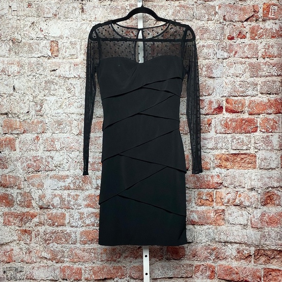 White House Black Market Instantly Slimming Black Long Sleeve Dress Size 4 - Picture 1 of 6